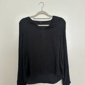 Banana Republic black satin long sleeve v-neck size S